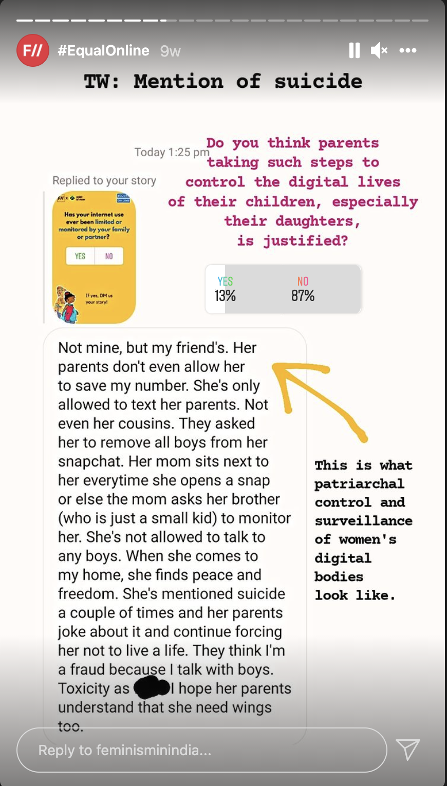 #EqualOnline — Instagram engagement screenshot