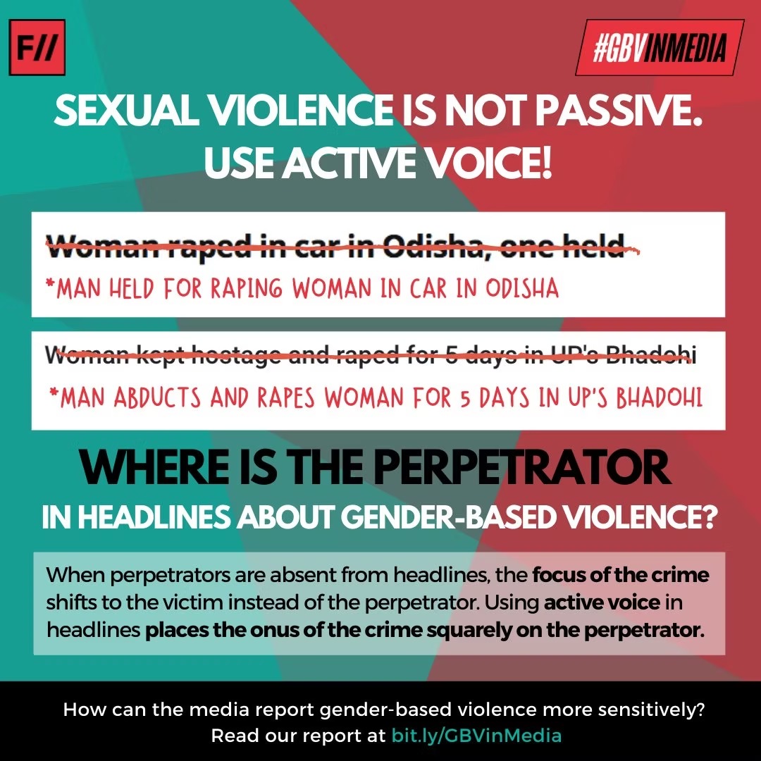 Sexual violence is not passive — use active voice in headlines about gender-based violence