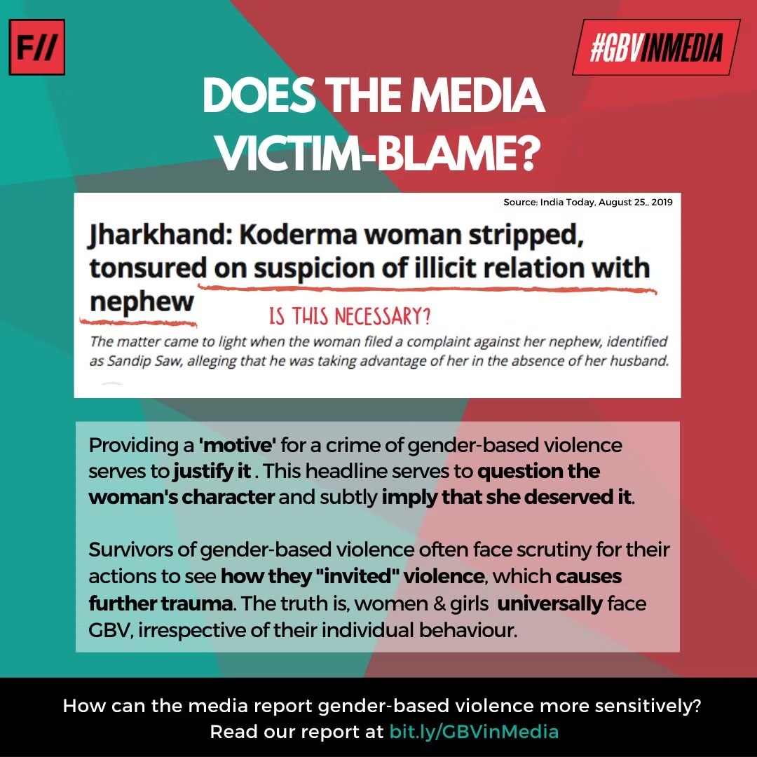 Does the media victim-blame? — annotated headline showing how motive language is used to justify violence